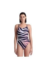 Multi Stripes Swimsuitalylace Back Kadın Yüzücü Mayosu 007158710